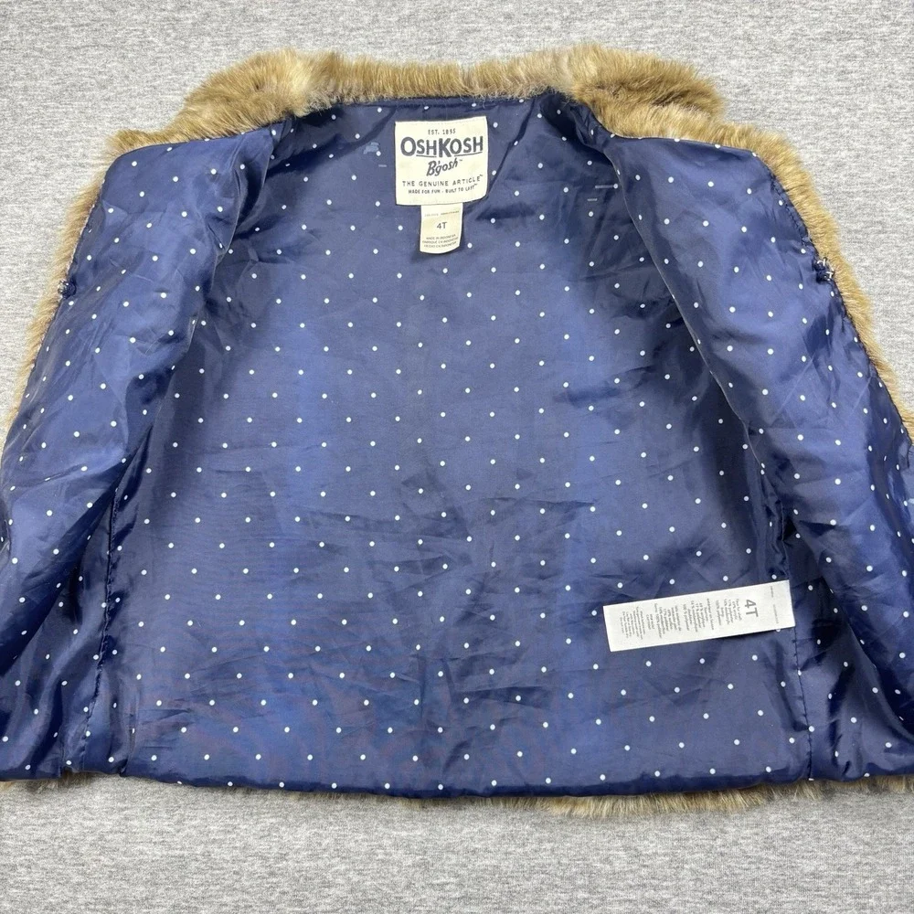 OshKosh B'gosh Girl's Shaggy Faux Fur Vest 4T Bougie Retro Toddler Washable